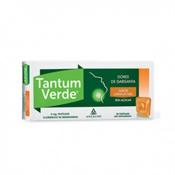 Tantum Verde Laranja-Mel Sem Açucar, 3 mg x 20 pst