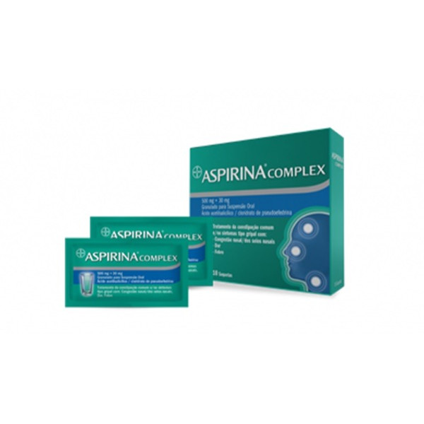 Aspirina Complex 500mg AAS + 30mg Pseudoefedrina x 10 Saquetas Granulado Suspensão Oral