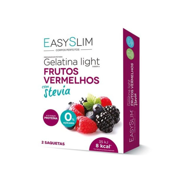 Easyslim Gelatina Light Sabor a Frutos Vermelhos c/Stevia 2 Saquetas