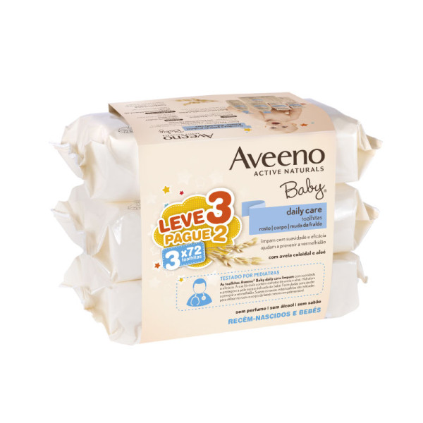 Aveeno Baby Daily Care Toalhitas Pack 3 x 72 Unidades