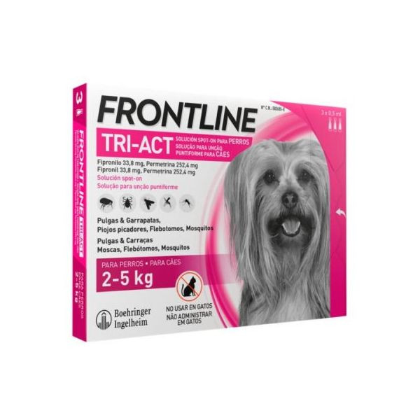 Frontline Tri-Act Cão 2-5kg x3 pipetas