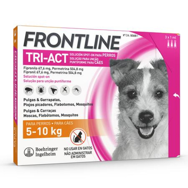 Frontline Tri-Act Cão 5-10kg x3 pipetas