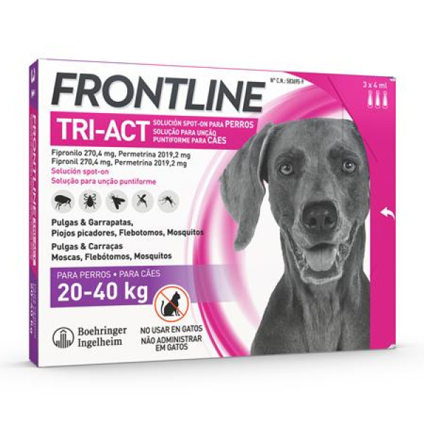 Frontline Tri-Act Cão 20-40kg x3 pipetas