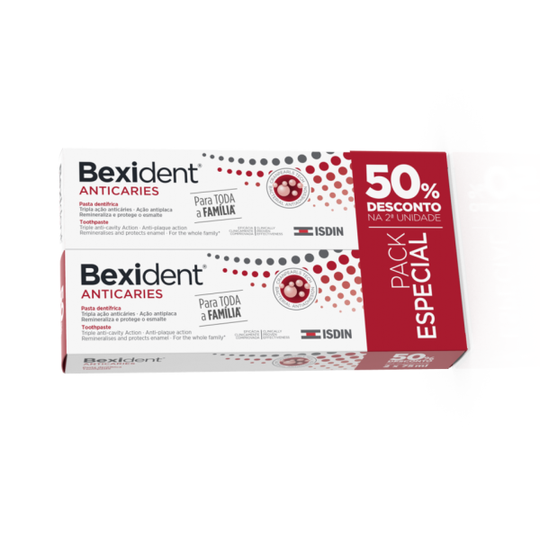 Bexident Anticaries Pasta dentífrica 2 x 75ml com Desconto de 50% na 2ª Embalagem